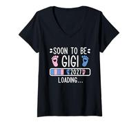 Mujer Soon to Be Gigi 2027 Loading Pregnancy Anuncio 2027 Camiseta Cuello V
