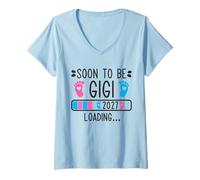 Mujer Soon to Be Gigi 2027 Loading Pregnancy Anuncio 2027 Camiseta Cuello V