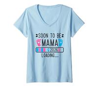 Mujer Soon to Be Mama 2026 Loading Pregnancy Announcement 2026 Camiseta Cuello V