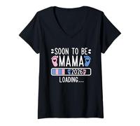 Mujer Soon to Be Mama 2026 Loading Pregnancy Announcement 2026 Camiseta Cuello V