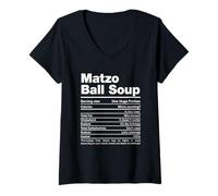 Mujer Sopa de Bolas de matzá Datos nutricionales Divertidos Hanukkah Jewish Food Camiseta Cuello V