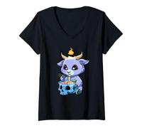 Mujer Sopa De Fideos Ramen «cutte» Baphomet Camiseta Cuello V