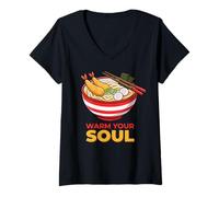 Mujer Sopa Udon Calienta tu Alma Camiseta Cuello V