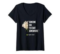 Mujer Sophie Scholl Cita Blanco-Rosa Oposición Cumpleaños 9 Mayo Camiseta Cuello V