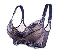 Mujer Soporte Garganta Encaje Lencería Encaje Brassiere Bra Casual Bustier Sexy Minimizer Anti flacidez Acolchado con armaduras Sujetador Push Up Sport Yoga Cuello V Transpirable Sujetador, azul, 48C