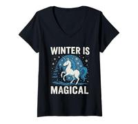 Mujer Soporte para Nieve Winter is Magical Proud Camiseta Cuello V