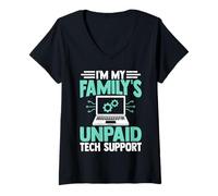 Mujer Soporte técnico no pagado de I'm My Family Funny Camiseta Cuello V