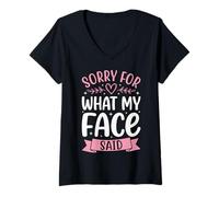 Mujer Sorry For What My Face Said Persona Sarcástica Camiseta Cuello V