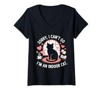 Mujer Sorry I Can’t Go I’m an Indoor Cat Camiseta Cuello V