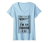 Mujer Sorry I Can't Go I'm An Indoor Cat Lover Introvertido Cita Camiseta Cuello V