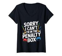Mujer Sorry I Can't I'm In The Penalty Box Jugador de Hockey |- Camiseta Cuello V