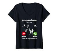 Mujer Sorry I Missed Your Call Was On Other Line Funny Fly Fishing Camiseta Cuello V
