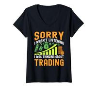 Mujer Sorry I Wasn't Listening I Was Thinking About Trading Camiseta Cuello V