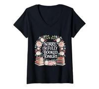 Mujer Sorry I'm Fully Booked Tonight Bibliófilo del Libro |- Camiseta Cuello V