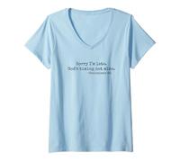 Mujer Sorry I'm Late His Timing Not Mine Eclesiastés 3:1 Vintage Camiseta Cuello V