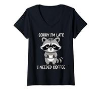 Mujer Sorry I'm Late I Needed Coffee Camiseta Cuello V