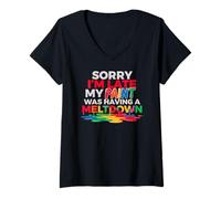 Mujer Sorry I'm Late MY Paint Was Having A Meltdown Camiseta Cuello V