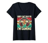 Mujer Sorry I'm Volt Headset Retro Gamer Camiseta Cuello V