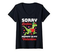Mujer Sorry Mommy is My Valentine Velociraptor Dinosaurio Divertido Camiseta Cuello V