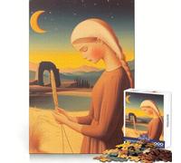Mujer sosteniendo Trigo al Atardecer Rompecabezas para Adultos 1000 Piezas Habilidad analítica Ocio Relajado Unión Ajustada Regalo de Invierno (38x26cm)