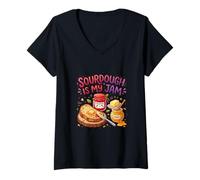 Mujer Sourdough Is My Jam Funny Baking for Women Bakers Moms Camiseta Cuello V