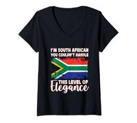 Mujer South Africa Flag Elegant South African Boyfriend Girlfriend Camiseta Cuello V