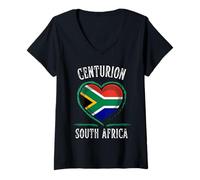 Mujer South Africa Flag Heart Centurion City Camiseta Cuello V