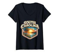 Mujer South Carolina Souvenir State Visitor Memorabilia Turista Camiseta Cuello V