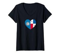 Mujer South Dakota and Panama Flags: Heart Shaped Unity Camiseta Cuello V