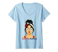 Mujer South Korean Girl South Korea Flag South Korean Girlfriend Camiseta Cuello V