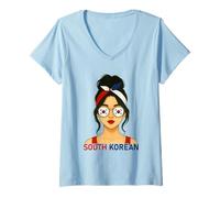 Mujer South Korean Girl South Korea Flag South Korean Girlfriend Camiseta Cuello V