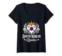 Mujer South Korean Queen South Korea Flag Proud South Korean Woman Camiseta Cuello V