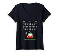 Mujer South Park Cartman Alien Invaders 8-Bit Pixel Camiseta Cuello V