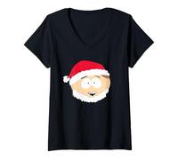 Mujer South Park Cartman Christmas Santa Hat Camiseta Cuello V
