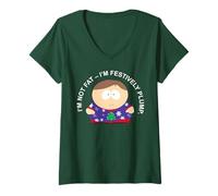 Mujer South Park - Disfraz de Cartman de Navidad, diseño Retro Camiseta Cuello V
