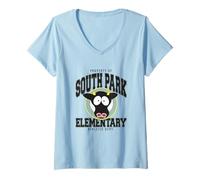 Mujer South Park Elementary Cow School Logo and Mascot Cartoon Camiseta Cuello V