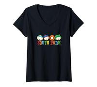 Mujer South Park Eric, Kenny, Kyle & Stand Cabezas flotantes Camiseta Cuello V