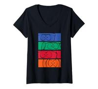 Mujer South Park Eyes Colorblock Pop Art Funny Cartoon Camiseta Cuello V