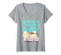 Mujer South Park Have a Creamy Day Ice Cream Shop Funny Cartoon Camiseta Cuello V