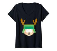 Mujer South Park Kyle Christmas Reindeer Antlers Camiseta Cuello V