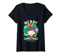 Mujer South Park Merry Christmas Cartman Funny Holiday Cartoon Camiseta Cuello V