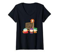 Mujer South Park Pandilla con Cartel Camiseta Cuello V