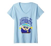 Mujer South Park Respect My Authority Deputy Cartman Cartoon Camiseta Cuello V