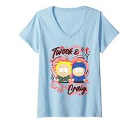 Mujer South Park Valentine's Day Tw raig Graffiti Heart Camiseta Cuello V