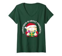 Mujer South Park Xmas Cartman - Disfraz de Papá Noel para Amigos Festivos Retro Camiseta Cuello V