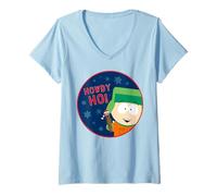 Mujer South Park Xmas Kyle Mr Hankey Santa Navidad Retro Comedia Camiseta Cuello V