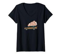 Mujer Southern Thanksgiving Station Wagon Turkey Retro Funny tee Camiseta Cuello V