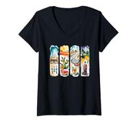 Mujer Southwest Desert Road Trip Acuarela Arte Camiseta Cuello V