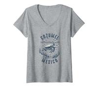 Mujer Souvenir de Cozumel México Vacaciones Viajes Hombres Mujeres Camiseta Cuello V