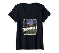 Mujer Souvenir de diseño Vintage del Parque Nacional Voyageurs de Minnesota Camiseta Cuello V